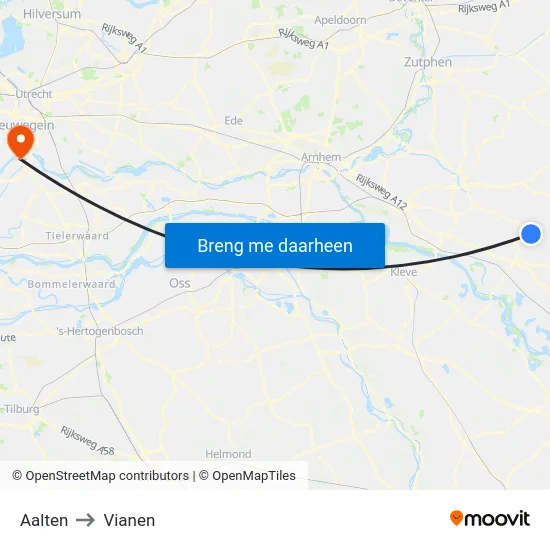 Aalten to Vianen map