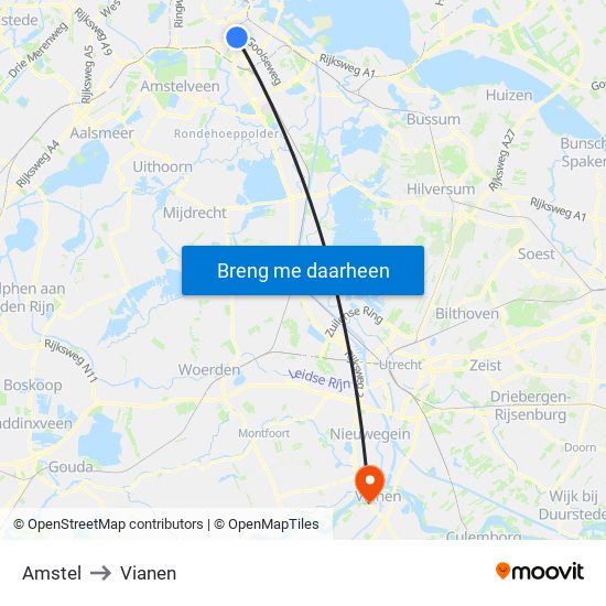 Amstel to Vianen map