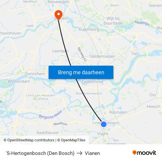 'S-Hertogenbosch (Den Bosch) to Vianen map