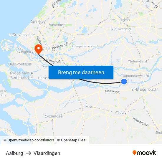 Aalburg to Vlaardingen map