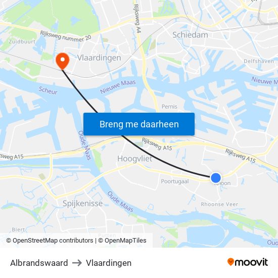 Albrandswaard to Vlaardingen map