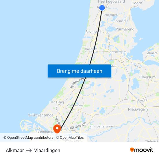 Alkmaar to Vlaardingen map