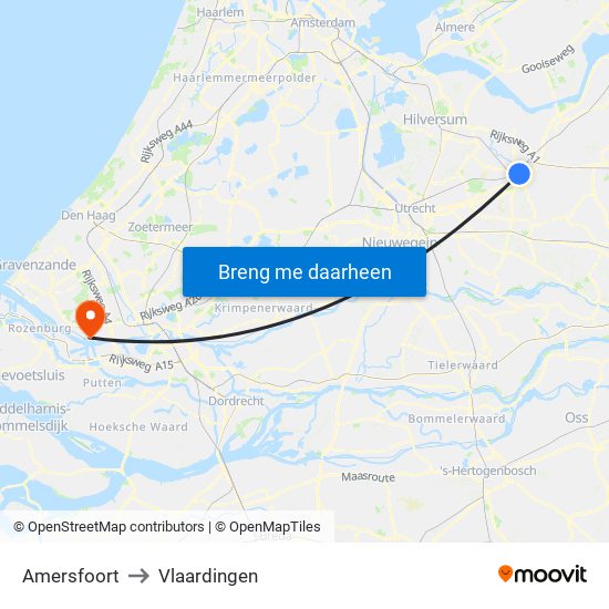 Amersfoort to Vlaardingen map
