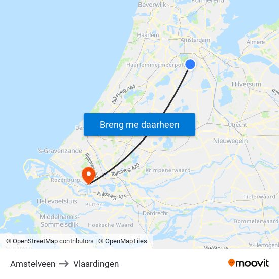 Amstelveen to Vlaardingen map