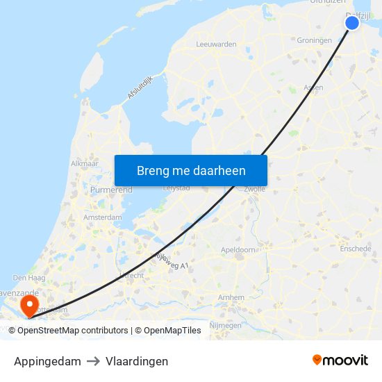 Appingedam to Vlaardingen map