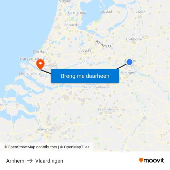 Arnhem to Vlaardingen map
