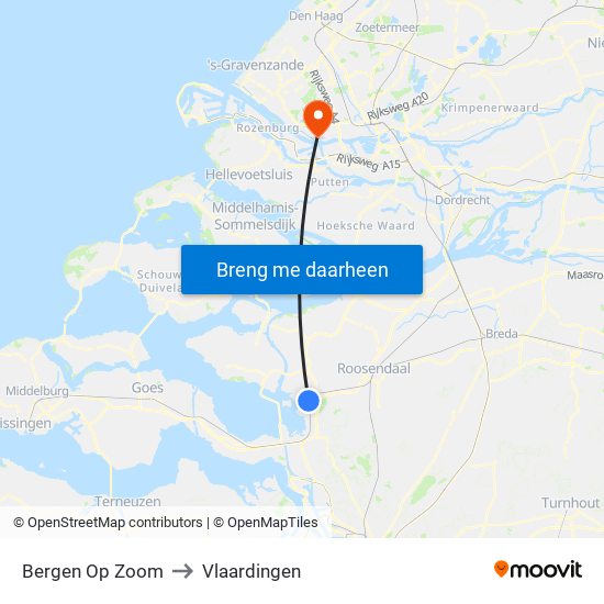 Bergen Op Zoom to Vlaardingen map