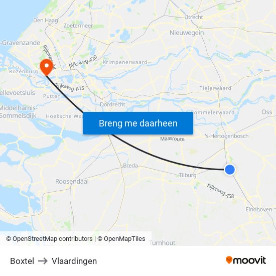 Boxtel to Vlaardingen map