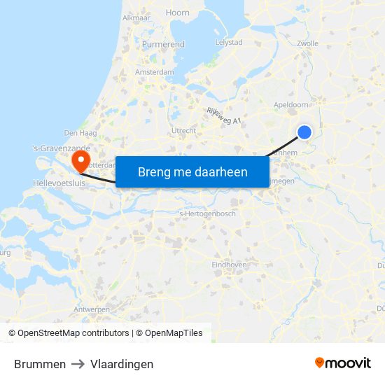 Brummen to Vlaardingen map