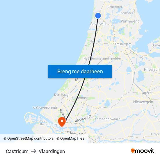 Castricum to Vlaardingen map