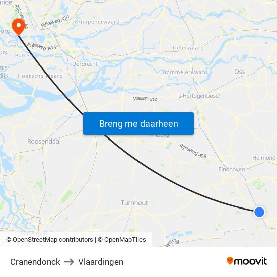 Cranendonck to Vlaardingen map