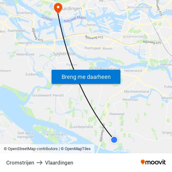 Cromstrijen to Vlaardingen map