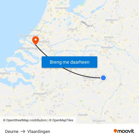 Deurne to Vlaardingen map