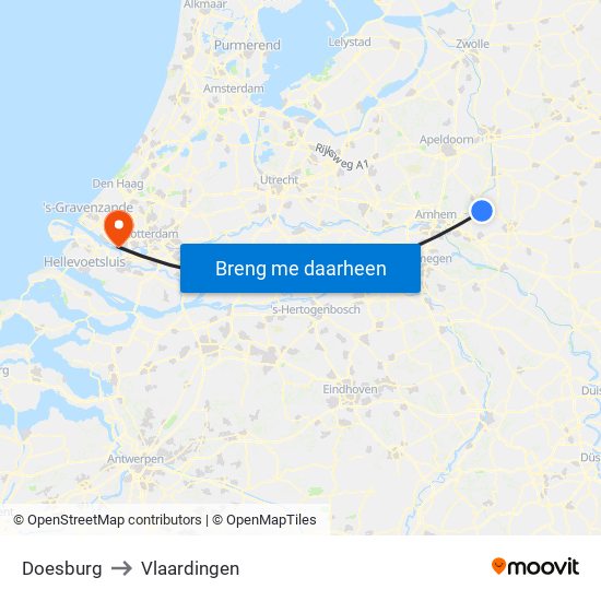 Doesburg to Vlaardingen map