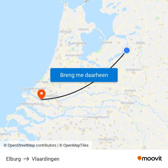 Elburg to Vlaardingen map