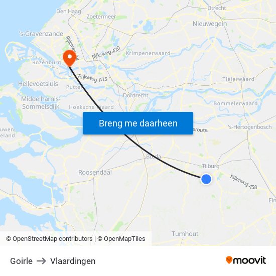 Goirle to Vlaardingen map