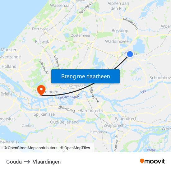 Gouda to Vlaardingen map