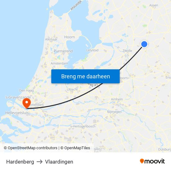 Hardenberg to Vlaardingen map