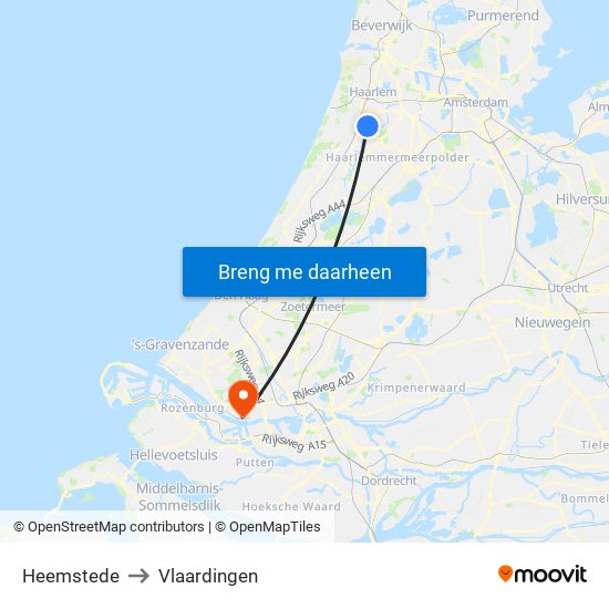 Heemstede to Vlaardingen map