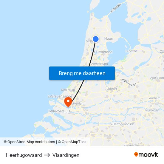 Heerhugowaard to Vlaardingen map