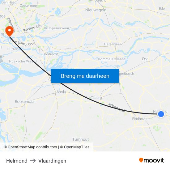 Helmond to Vlaardingen map