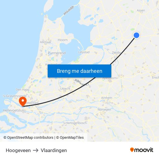 Hoogeveen to Vlaardingen map