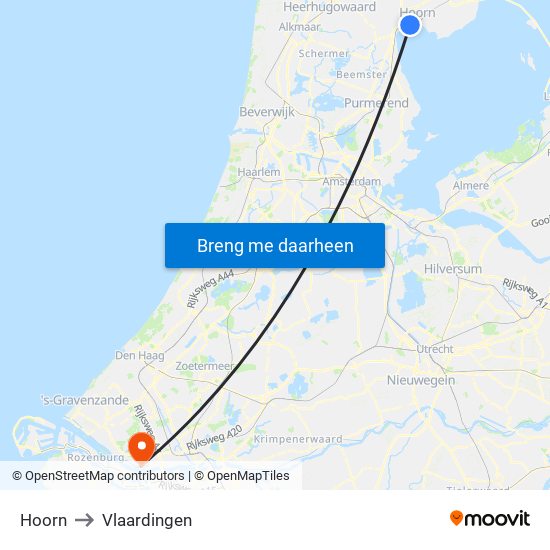 Hoorn to Vlaardingen map