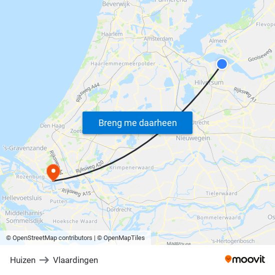 Huizen to Vlaardingen map