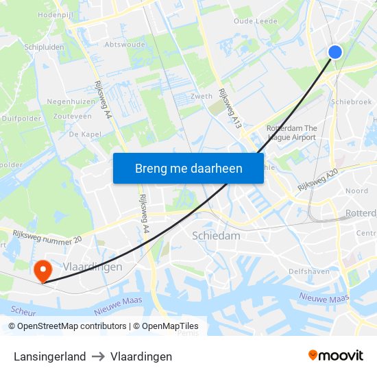 Lansingerland to Vlaardingen map