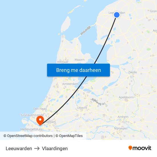 Leeuwarden to Vlaardingen map