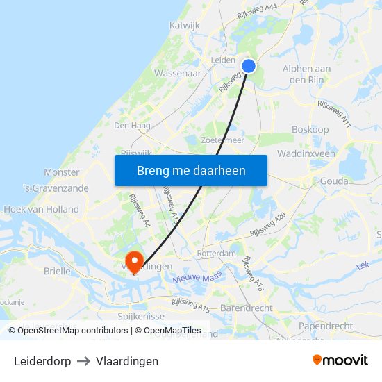 Leiderdorp to Vlaardingen map