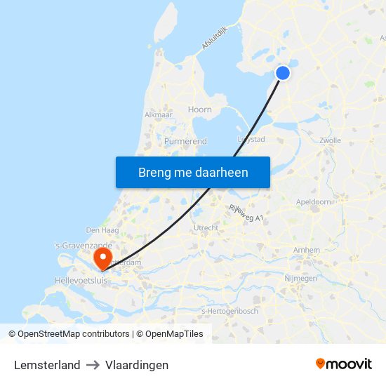Lemsterland to Vlaardingen map