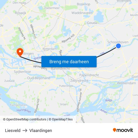 Liesveld to Vlaardingen map