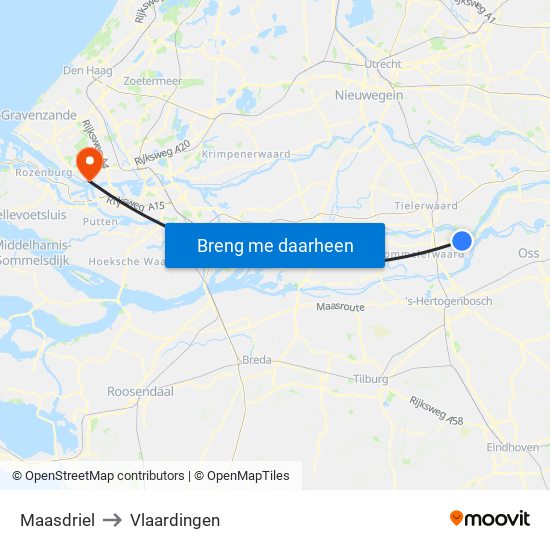 Maasdriel to Vlaardingen map