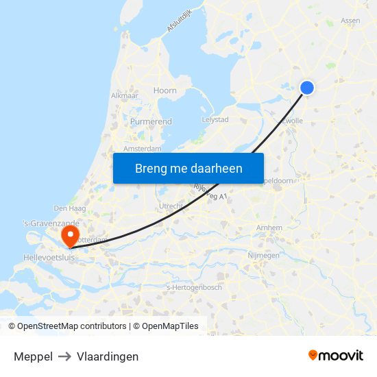 Meppel to Vlaardingen map