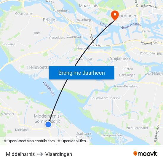 Middelharnis to Vlaardingen map