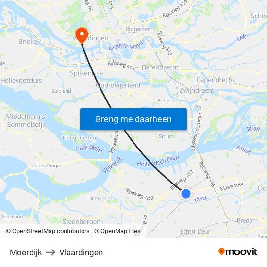 Moerdijk to Vlaardingen map