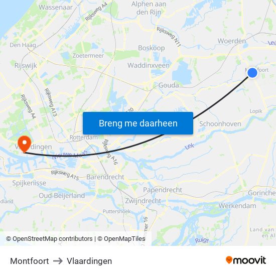 Montfoort to Vlaardingen map