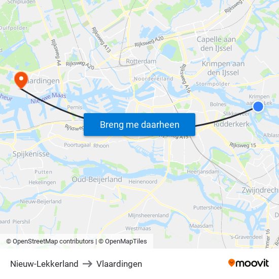 Nieuw-Lekkerland to Vlaardingen map