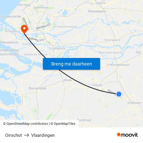 Oirschot to Vlaardingen map