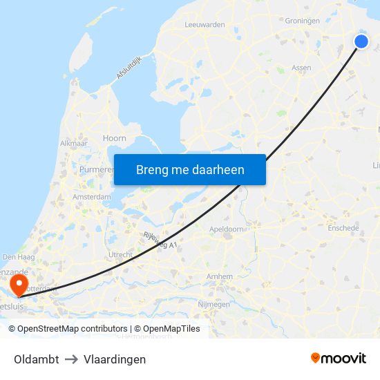 Oldambt to Vlaardingen map