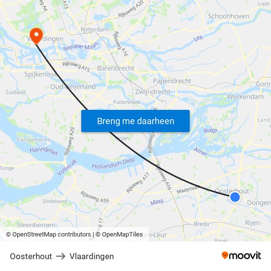 Oosterhout to Vlaardingen map