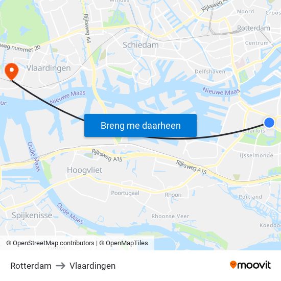 Rotterdam to Vlaardingen map
