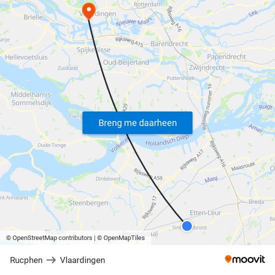 Rucphen to Vlaardingen map