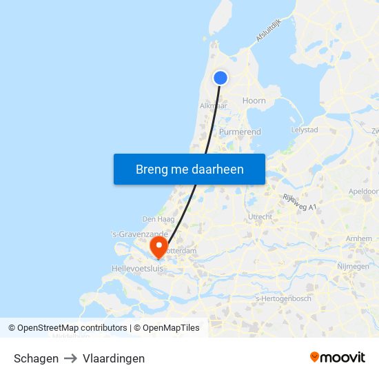 Schagen to Vlaardingen map