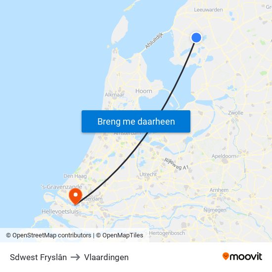 Sdwest Fryslân to Vlaardingen map
