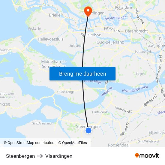 Steenbergen to Vlaardingen map