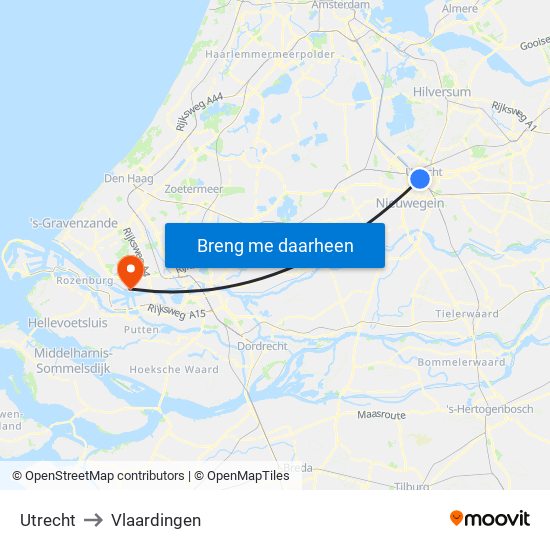 Utrecht to Vlaardingen map