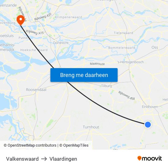 Valkenswaard to Vlaardingen map