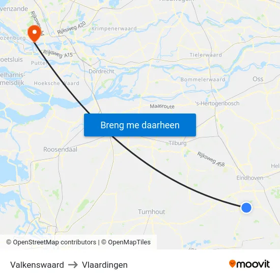 Valkenswaard to Vlaardingen map